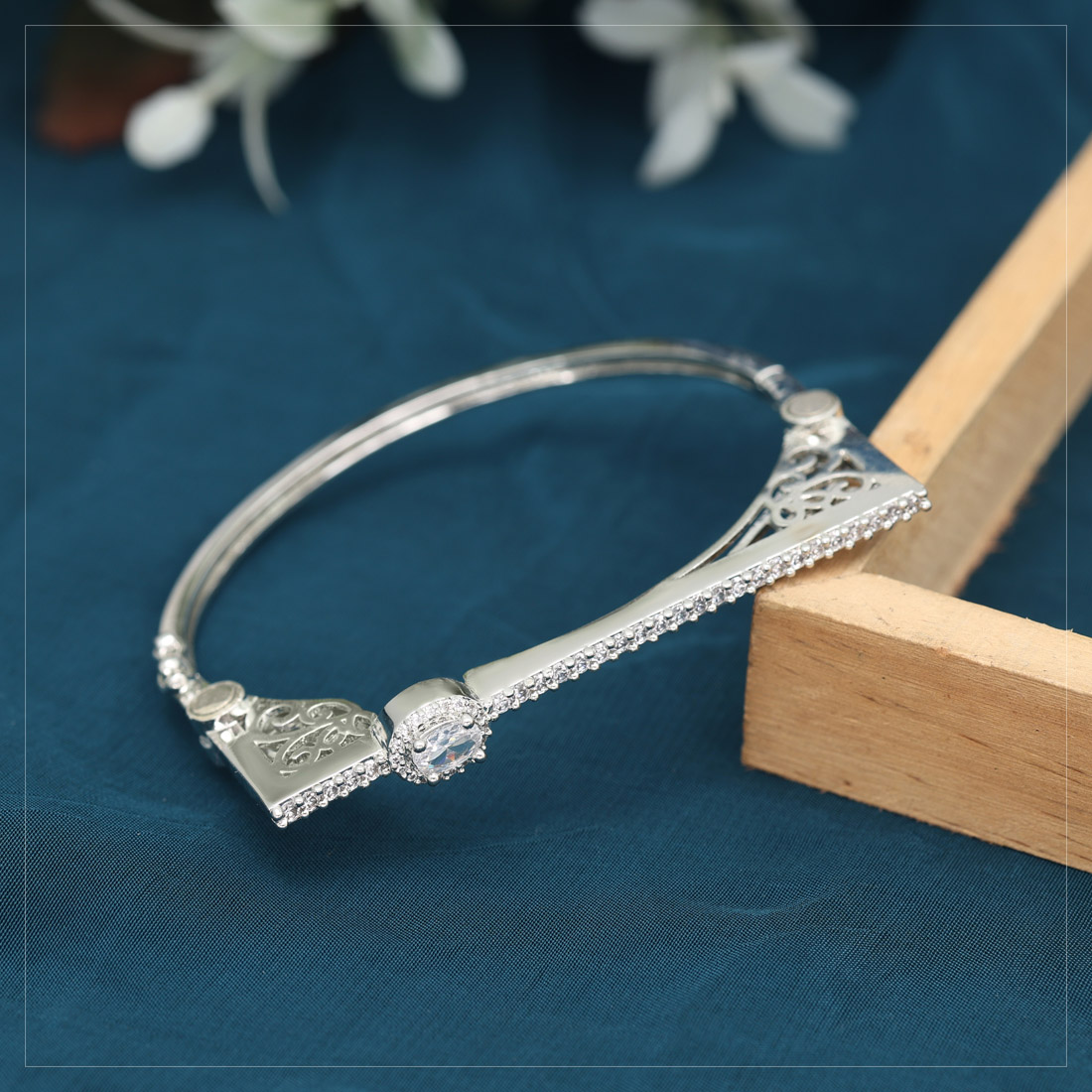 Silver Color American Diamond Stylish Bracelet