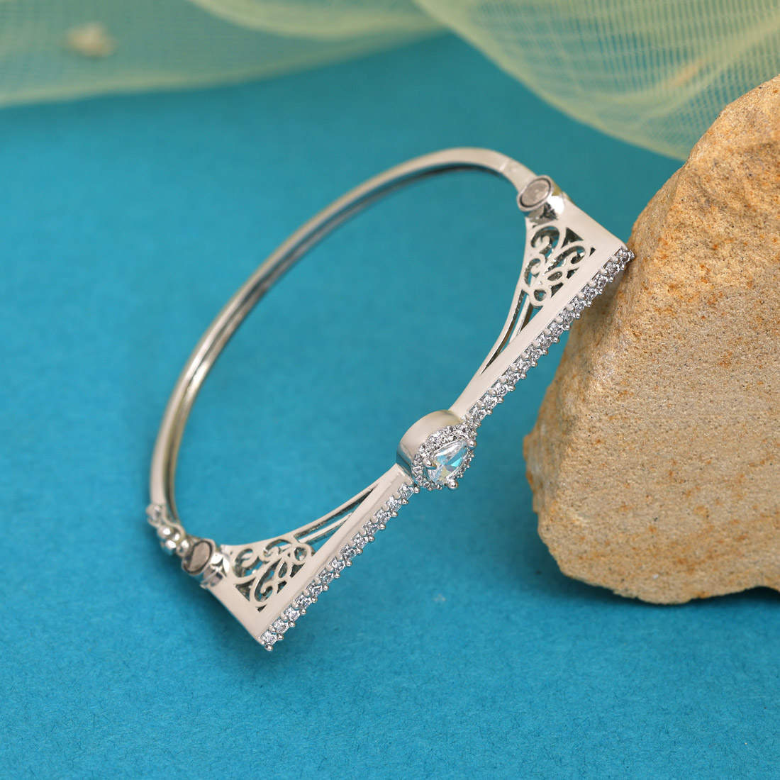 Silver Color American Diamond Trendy Bracelet