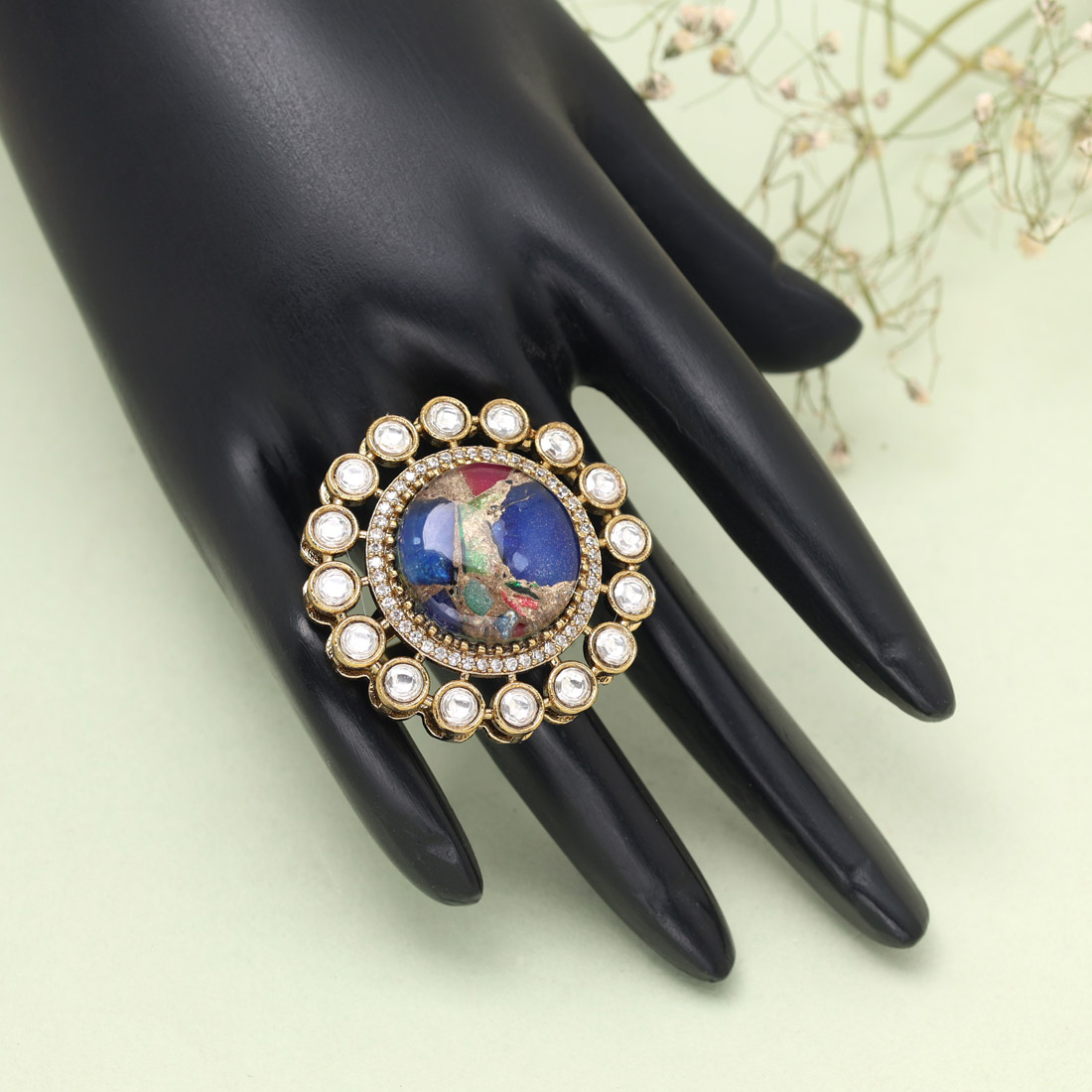 Multi Color American Diamond Finger Ring