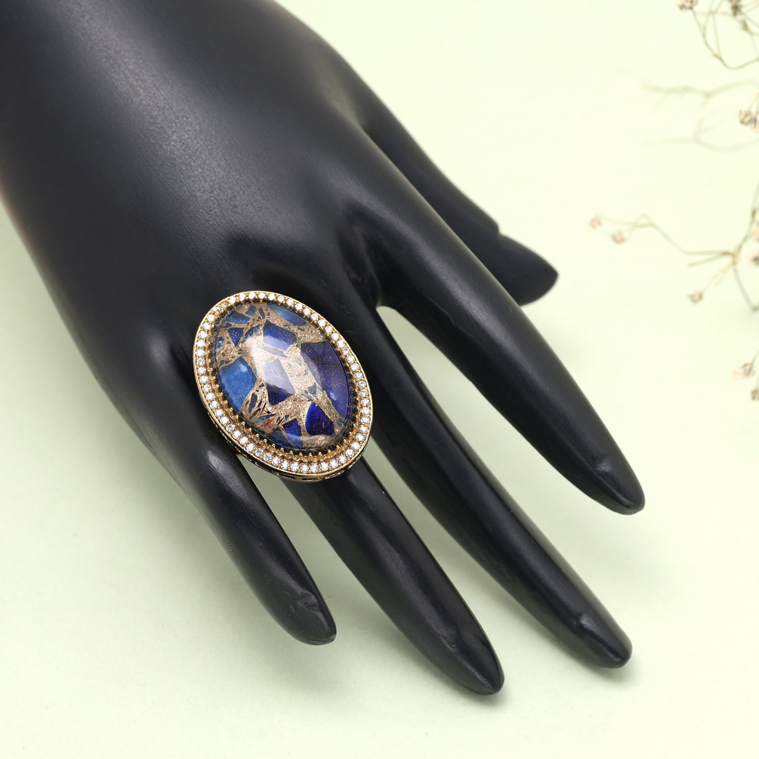 Blue Color American Diamond Finger Ring