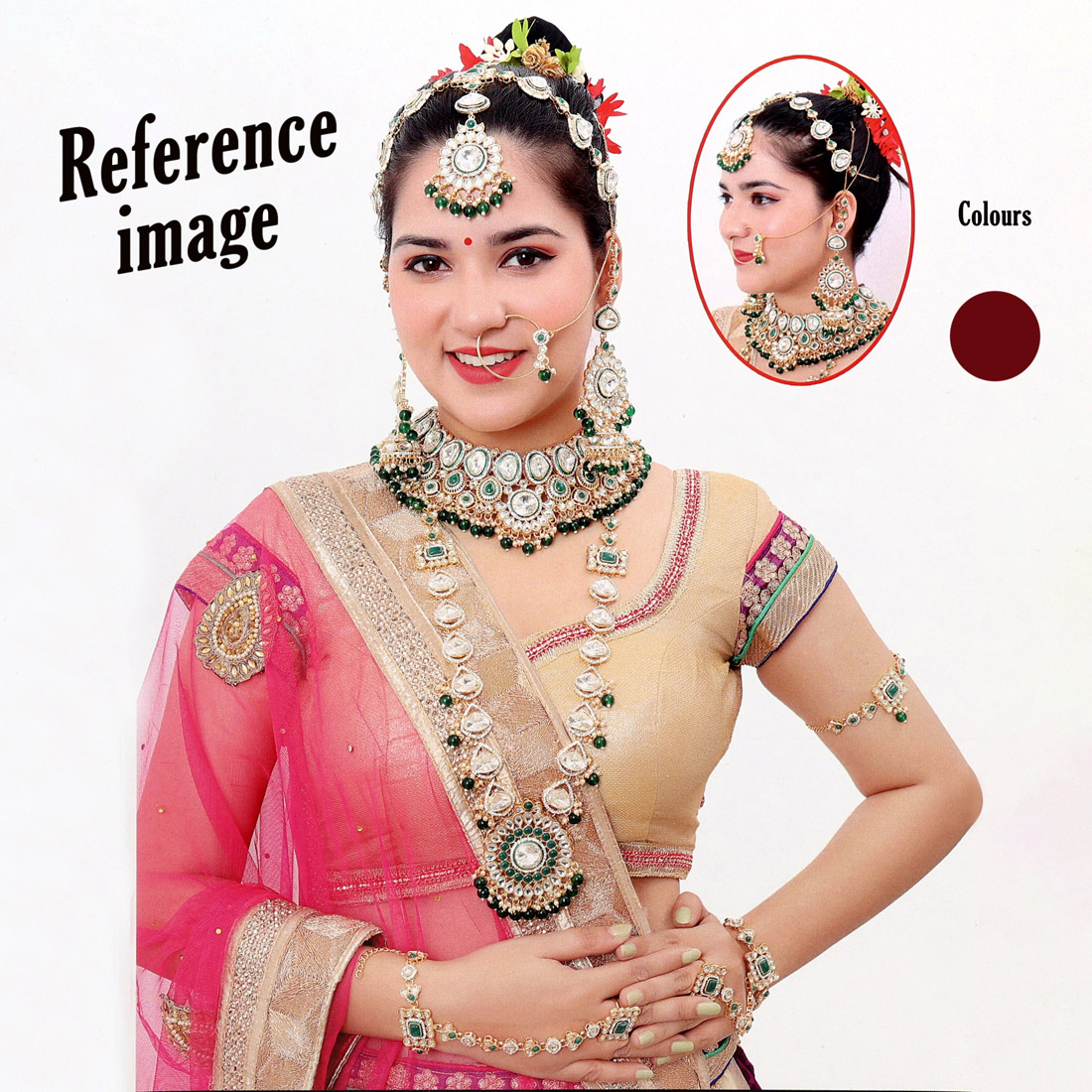 Maroon Color Meena Work Kundan Dulhan Set