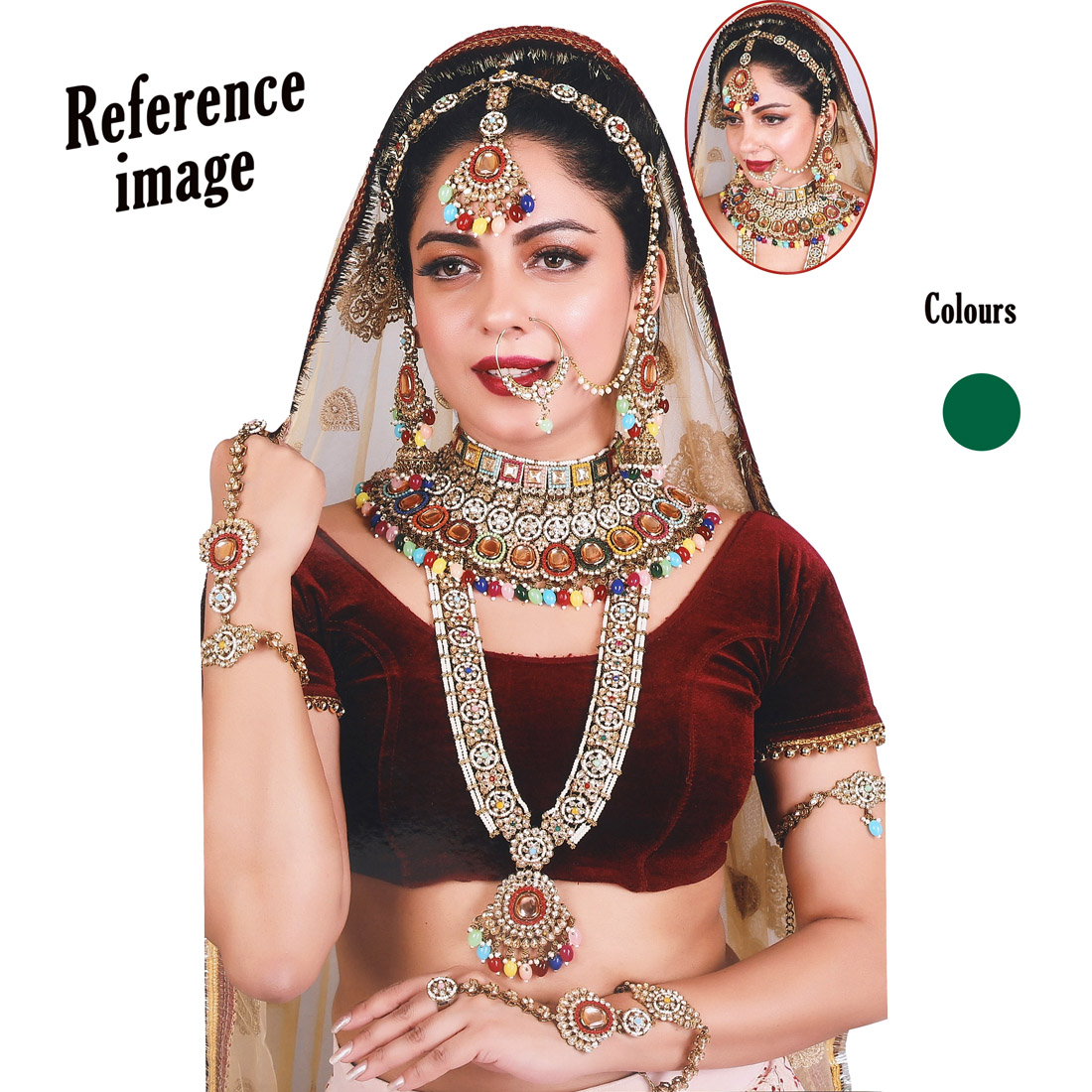 Green Color Kundan Dulhan Set